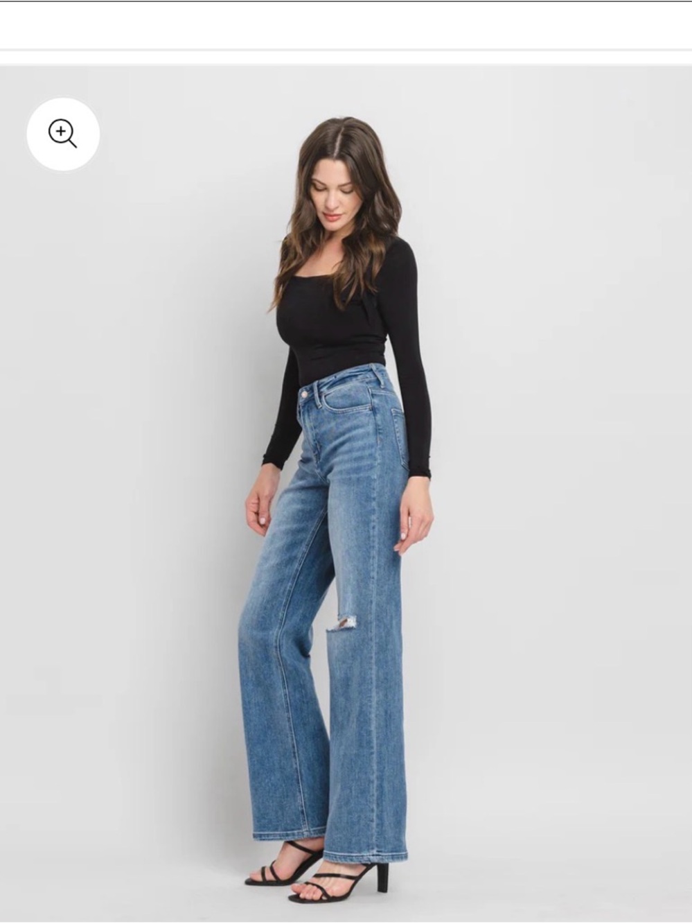 VERVET Blue Light Wash Denim Jeans with Mustard Top Accent - Picture 3 of 8